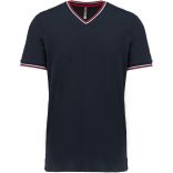 T-shirt maille piquée col V homme Navy / Red / White - S