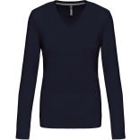 T-SHIRT COL V MANCHES LONGUES FEMME Navy - S