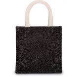 Sac style cabas en toile de jute - petit modèle Black / Silver