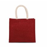 Sac style cabas en toile de jute KI0273 - Cherry Red / Gold