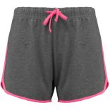 Short de sport femme Grey Heather / Fluo Pink - XS