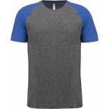 T-shirt Triblend bicolore sport manches courtes adulte Grey Heather / Sporty Royal Blue Heather - S