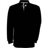Polo côtelé manches longues French Rib K221 - Black / Dark Grey