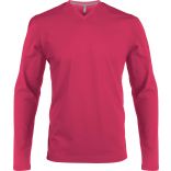 T-shirt homme manches longues col V K358 - Fuchsia