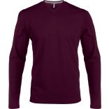 T-shirt homme manches longues col V K358 - Wine