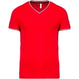 T-shirt homme maille piquée col V K374 - Red / Navy / White