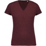 T-shirt femme coton bio col V K396 - Wine Heather