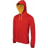 Sweat-shirt homme à capuche contrastée K446 - Red / Yellow