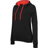 Sweatshirt femme capuche contrastée K465 - Black / Red