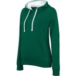 Sweatshirt femme capuche contrastée K465 - Light Kelly Green / White