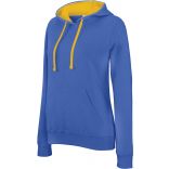 Sweatshirt femme capuche contrastée K465 - Light Royal Blue / Yellow