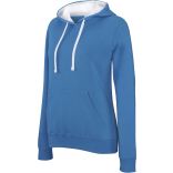 Sweatshirt femme capuche contrastée K465 - Tropical Blue / White 