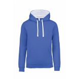 Sweatshirt femme capuche contrastée K465 - Light Royal Blue / White