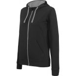 Sweat-shirt femme zippé capuche contrastée K467 - Black / Fine Grey