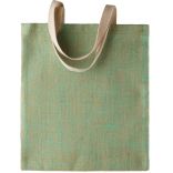 Sac en toile de jute teint 100% naturel KI0226 - Natural / Water Green-One Size