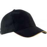 Casquette 6 panneaux Orlando KP011 - Black / Yellow