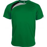 T-shirt unisexe manches courtes sport PA436 - Green / Black / Storm Grey