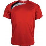 T-shirt unisexe manches courtes sport PA436 - Sporty Red / Black / Storm Grey