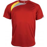 T-shirt unisexe manches courtes sport PA436 - Sporty Red / Sporty Yellow / Storm Grey