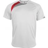 T-shirt unisexe manches courtes sport PA436 - White / Sporty Red / Storm Grey