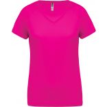 T-shirt femme polyester col V manches courtes PA477 - Fuchsia