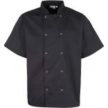 Veste de cuisine manches courtes à boutons pression PR664 - Black