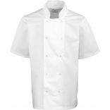 Veste de cuisine manches courtes à boutons pression PR664 - White