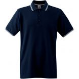 Polo homme manches courtes premium avec liseré SC63032 - Deep Navy / White