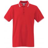 Polo homme manches courtes premium avec liseré SC63032 - Red / White