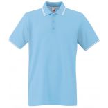 Polo homme manches courtes premium avec liseré SC63032 - Sky Blue / White