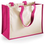 Sac cabas classique en jute W422 - Fuchsia